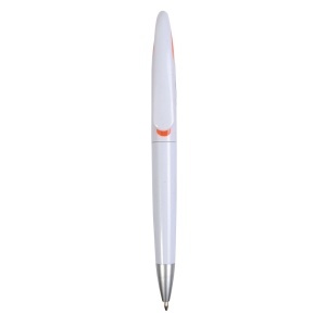 Plastic snap pen with white barrel and curved clip with coloured inside, jumbo refill - Img 4