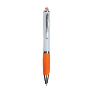 Plastic twist pen with white barrel, rubberised coloured grip - Img 3