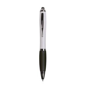 Plastic twist pen with white barrel, rubberised coloured grip - Img 13