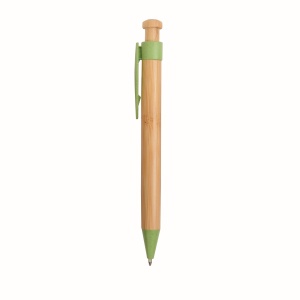 Push button ball pen with bamboo barrel and wheat-straw (50%) and PP (50%) fittings - Img 2