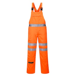 PW Pantaloni pieptar de serviciu Hi-Vis Poli-bumbac
