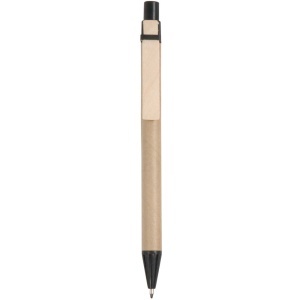 Recycled paper snap pen, coloured PP and wheat straw details, wooden clip - Img 1
