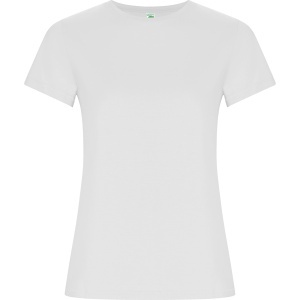 RO GOLDEN WOMAN - 100% combed organic cotton, single jersey. Colour: 160 gsm. White: 170 gsm. Heather grey colour 58: 85% organic cotton / 15% viscose.