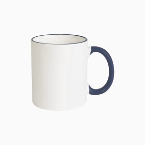 White grade A ceramic mug with coloured handle and edge, For dishwashers - Img 10