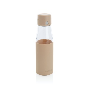 XD™ Ukiyo glass hydration tracking bottle with sleeve