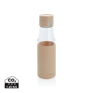 XD™ Ukiyo glass hydration tracking bottle with sleeve