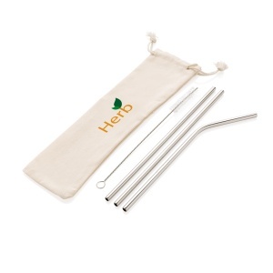 XD Reusable stainless steel 3 pcs straw set
