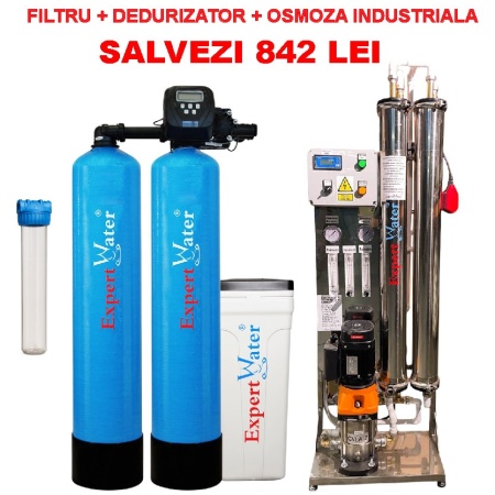 Pachet Osmoza 500 l/h+ Dedurizator 50 duplex + Filtru pentru SPALATORIE AUTO cu 3-4 piste SELF