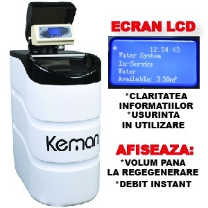 Dedurizator apa KEMAN 2-4 persoane, TKS 20 litri rasina,volumetric. CADOU : Filtru sediment + Tester Duritate
