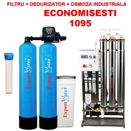 Pachet Osmoza 1000 l/h+ Dedurizator 100 duplex + Filtru pentru SPALATORIE AUTO cu 7-8 piste SELF