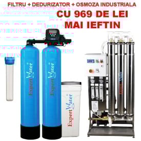 Pachet Osmoza 750 l/h+ Dedurizator 75 duplex + Filtru pentru SPALATORIE AUTO cu 5-6 piste SELF