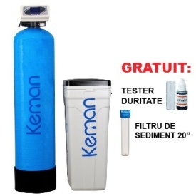 Dedurizator apa KEMAN, TKS 50 l, volumetric, ora de regenerare setabila, CADOU: Filtru sediment + Tester Duritate