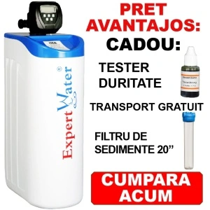 Dedurizator apa EWS 30 L – Clack SUA – Cabinet – volumetric, ora de regenerare setabila, CADOU : Filtru sediment + Tester Duritate