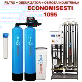 Pachet Osmoza 1000 l/h+ Dedurizator 100 duplex + Filtru pentru SPALATORIE AUTO cu 7-8 piste SELF