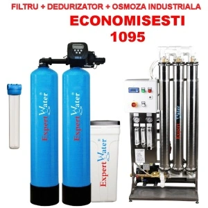 Pachet Osmoza 1000 l/h+ Dedurizator 100 duplex + Filtru pentru SPALATORIE AUTO cu 7-8 piste SELF