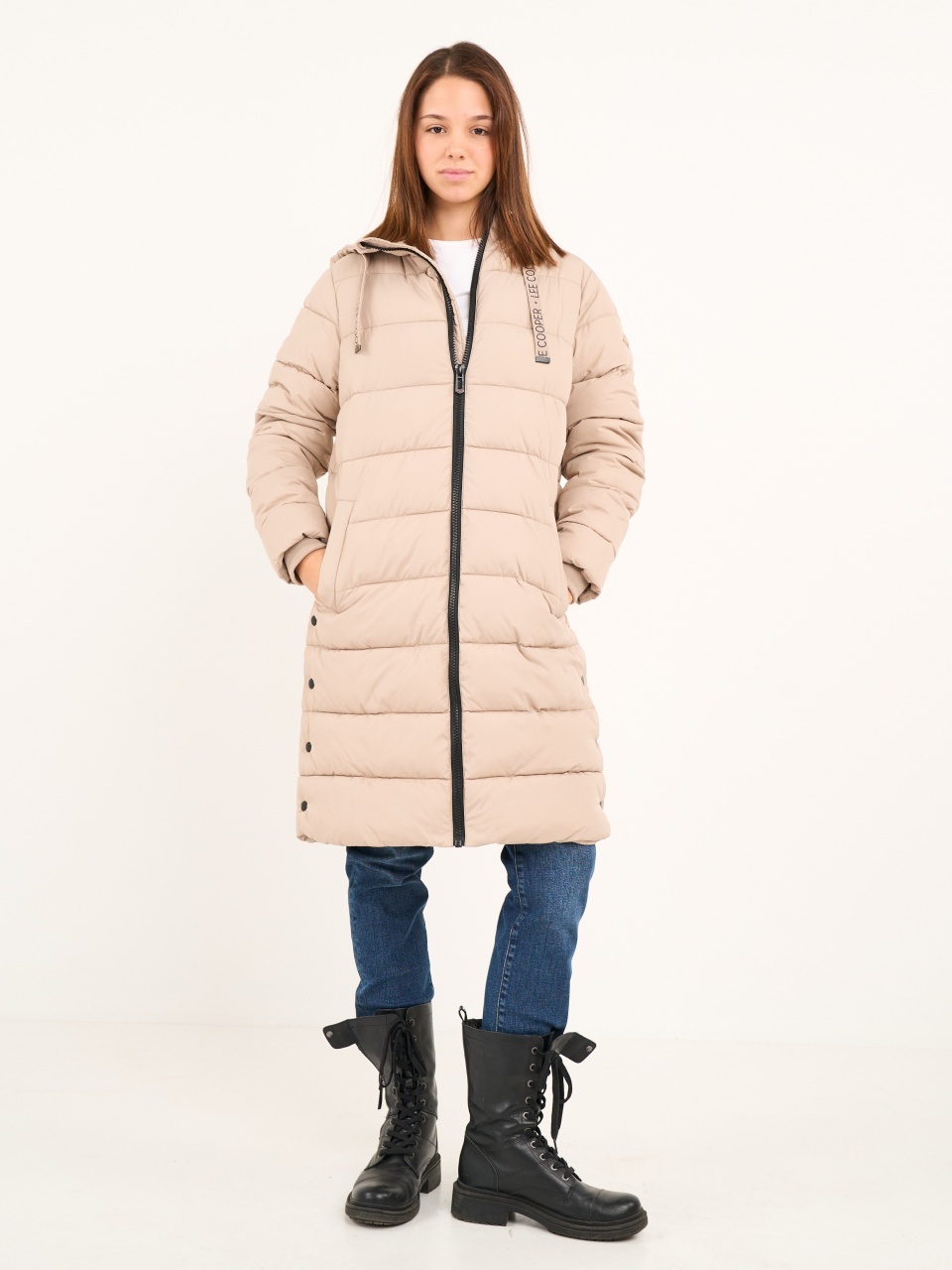 Lee Cooper - Jacheta dama lunga cu gluga si fermoar