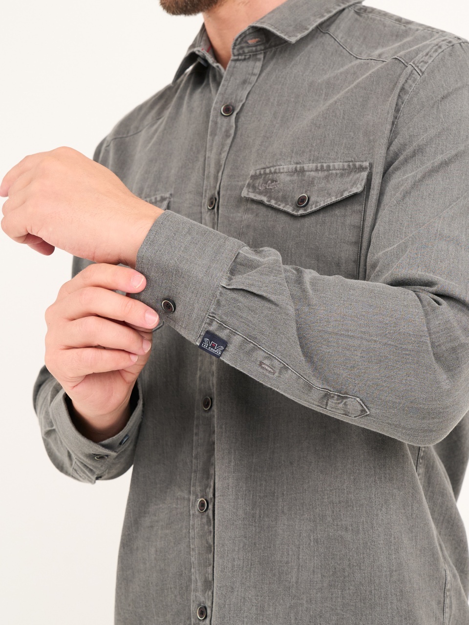 Lee Cooper - Camasa barbat din denim cu buzunare