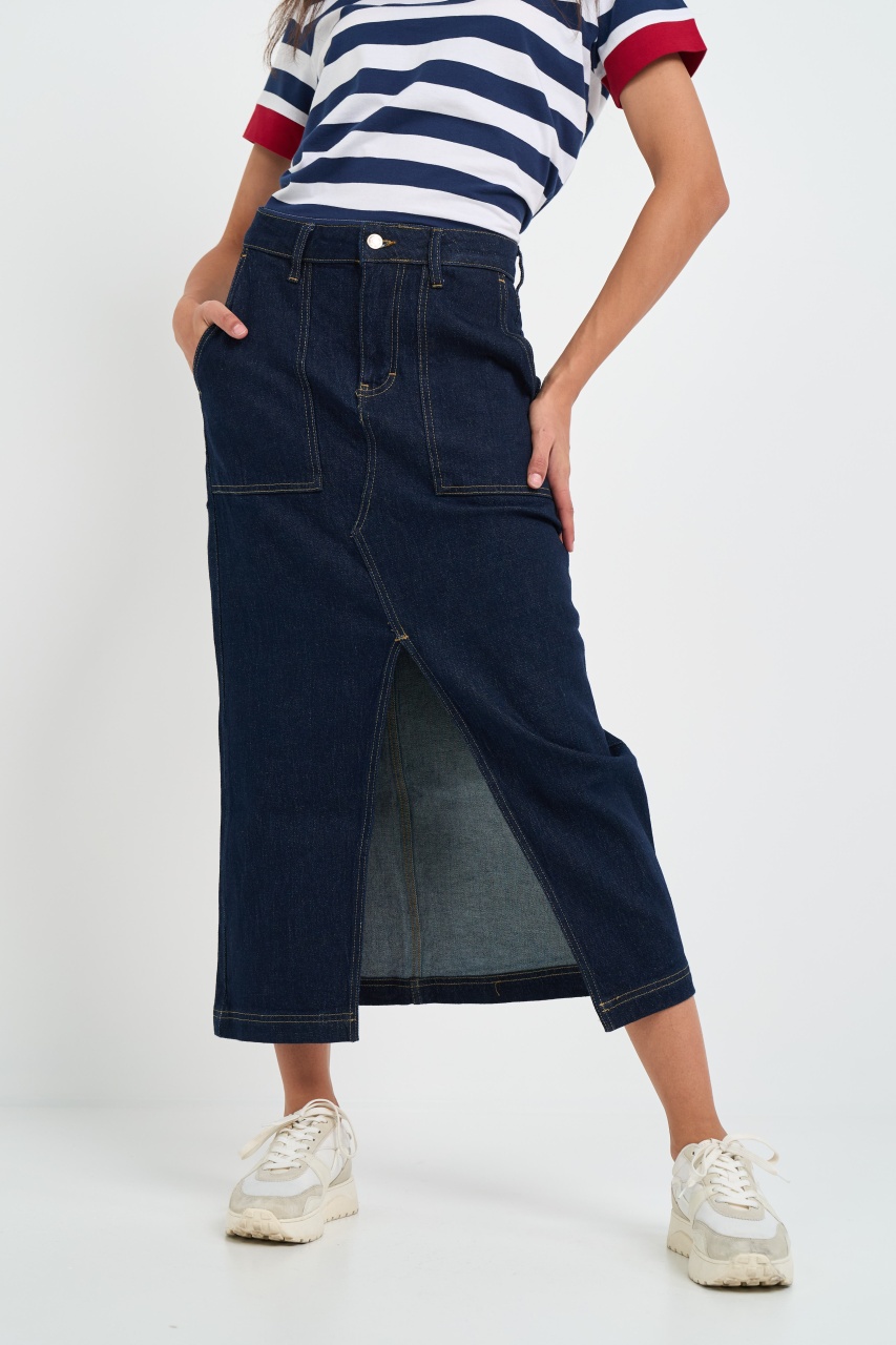 SECTION DROP FLERE DENIM 44 OURS 深水 Lee Cooper - Fusta dama din denim cu buzunare aplicate