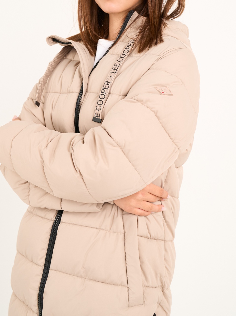 Lee Cooper - Jacheta dama lunga cu gluga si fermoar
