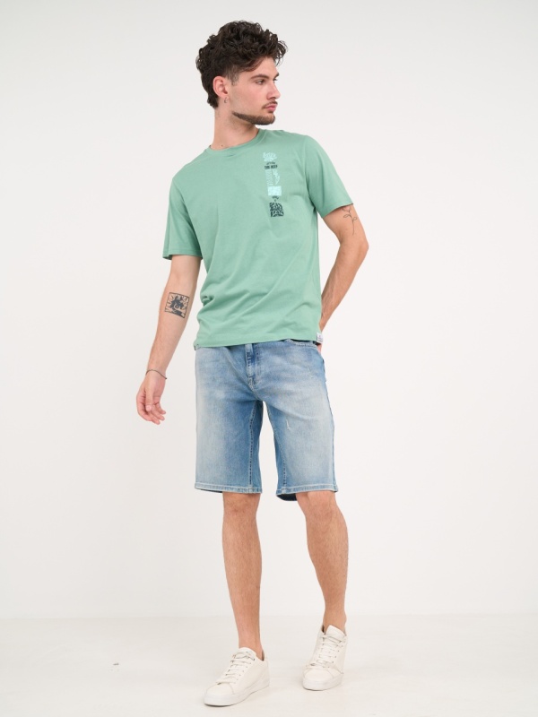 Kenvelo - Bermude barbat din denim cu rupturi si aspect decolorat - Img 9