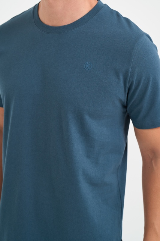 Kenvelo - Tricou barbat cu maneca scurta de culoare uniforma si logo aplicat - Img 3