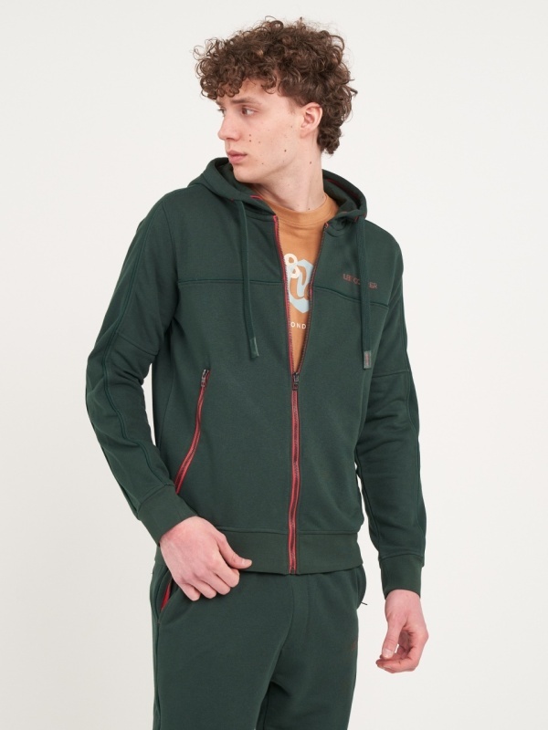 Lee Cooper - Hanorac barbat cu gluga si fermoar cu logo aplicat - Img 6