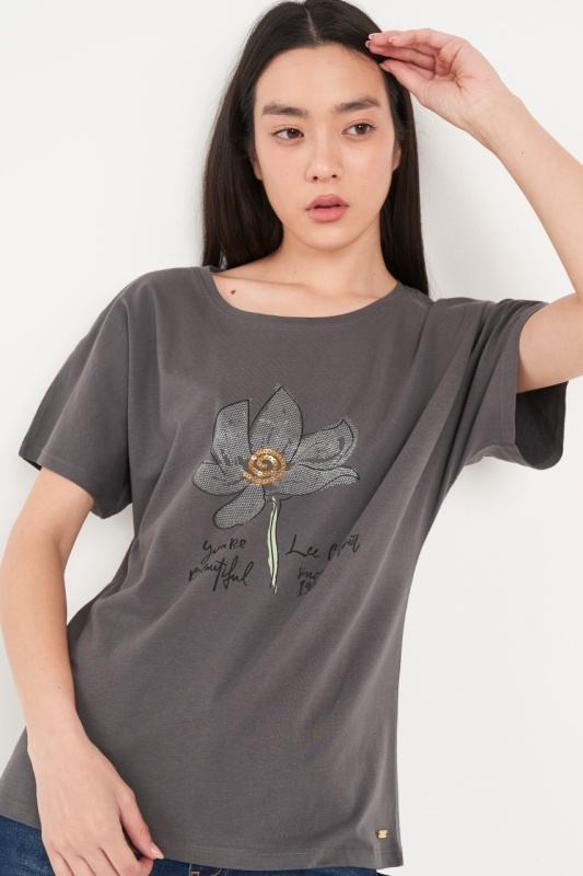 Lee Cooper - Tricou dama maneca scurta si detalii grafice - Img 2