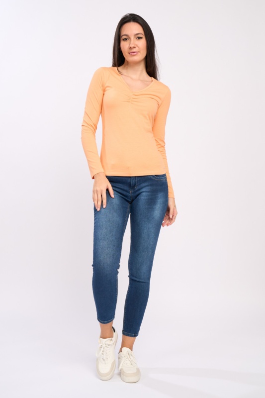 Timeout - Bluza dama de culoare uniforma cu decolteu in V - Img 5