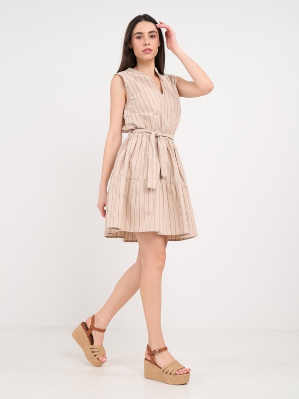 Timeout - Rochie dama de culoare uniforma cu dungi - Img 8