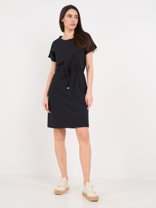 Timeout - Rochie dama de culoare uniforma cu nasturi - Img 9