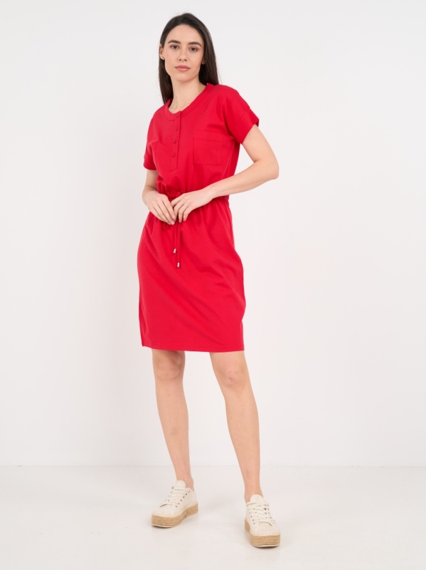 Timeout - Rochie dama de culoare uniforma cu nasturi - Img 8