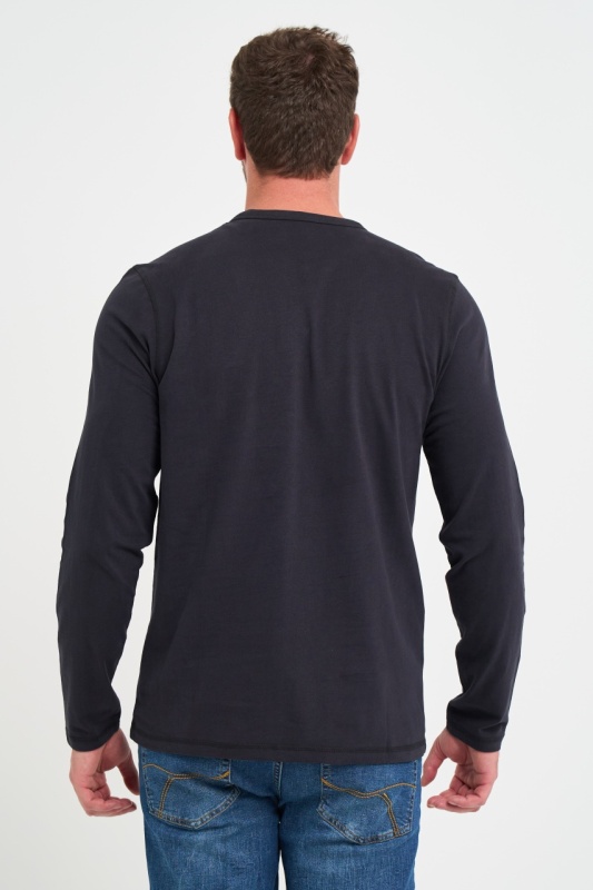 Timeout - Tricou barbat cu maneca lunga de culoare uniforma cu nasturi - Img 4