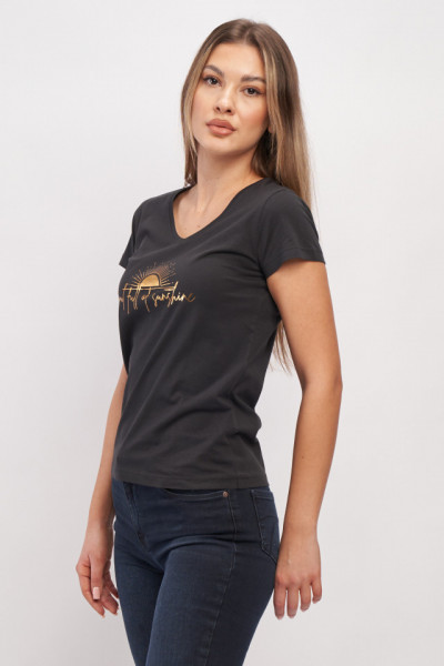 Timeout - Tricou cu maneca scurta dama cu imprimeu aplicat pe piept