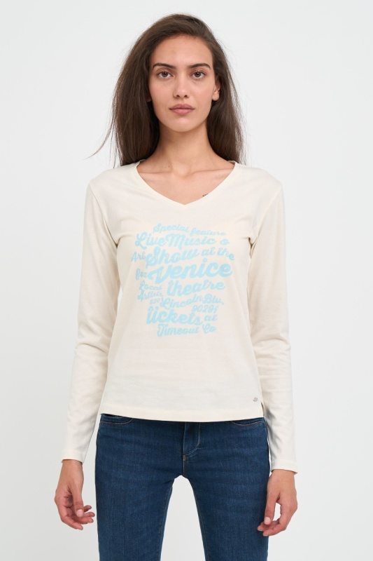 Timeout - Tricou dama cu maneca lunga si imprimeu texturat