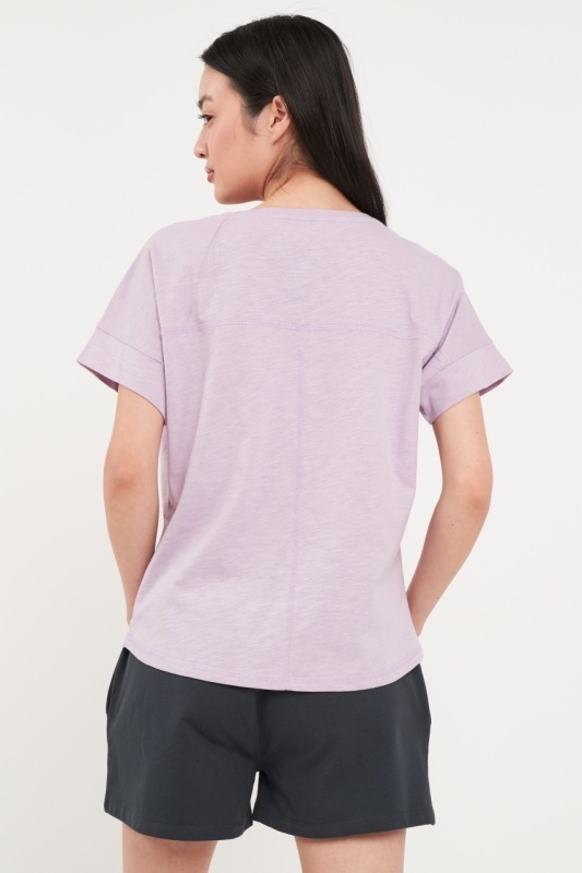 Timeout - Tricou dama de culoare uniforma cu imprimeu grafic - Img 3
