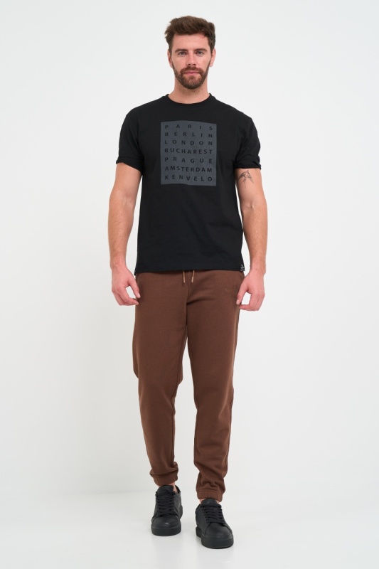 Kenvelo - Pantaloni sport barbat de culoare uniforma cu logo - Img 8