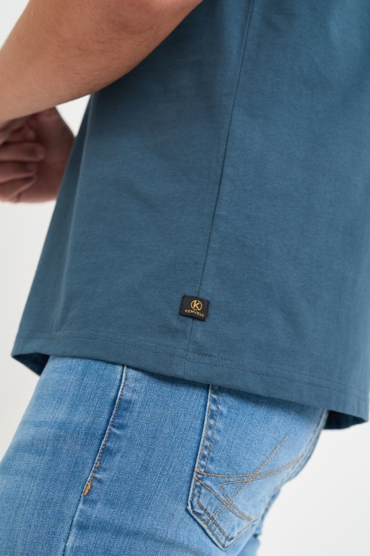 Kenvelo - Tricou barbat cu maneca scurta de culoare uniforma si logo aplicat - Img 4