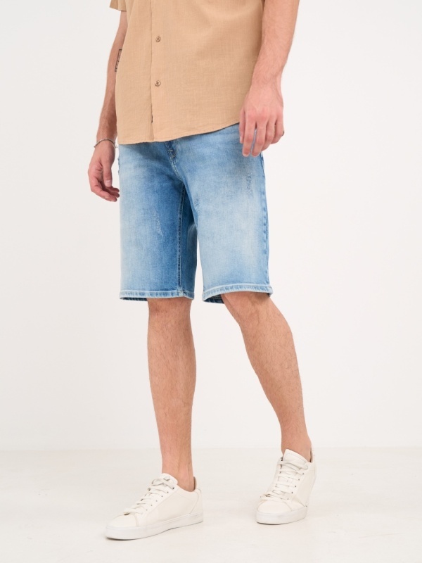 Lee Cooper - Bermude barbat din denim de culoare deschisa - Img 9