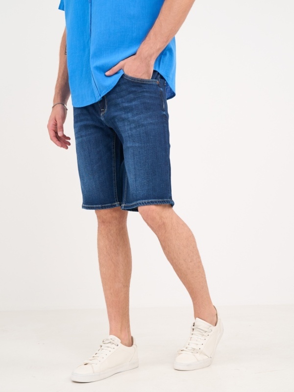 Lee Cooper - Bermude barbat din denim de culoare inchisa - Img 7