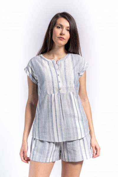 Lee Cooper - Camasa dama cu maneca scurta si model in dungi