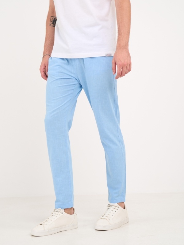 Lee Cooper - Pantaloni lungi barbat de culoare uniforma cu snur - Img 7