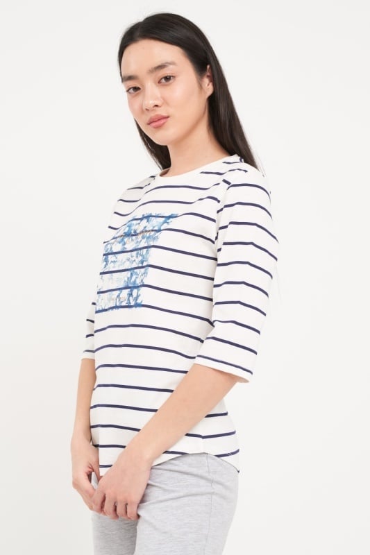 Lee Cooper - Tricou dama cu dungi si imprimeu grafic - Img 6