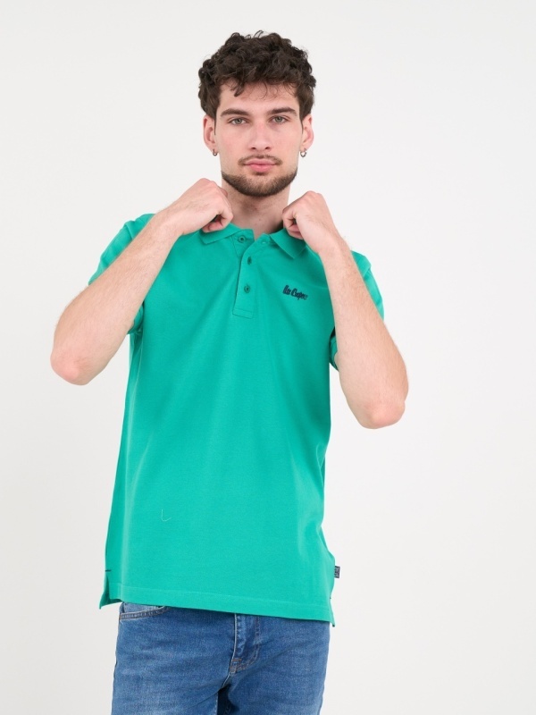 Lee Cooper - Tricou polo barbat de culoare uniforma - Img 6