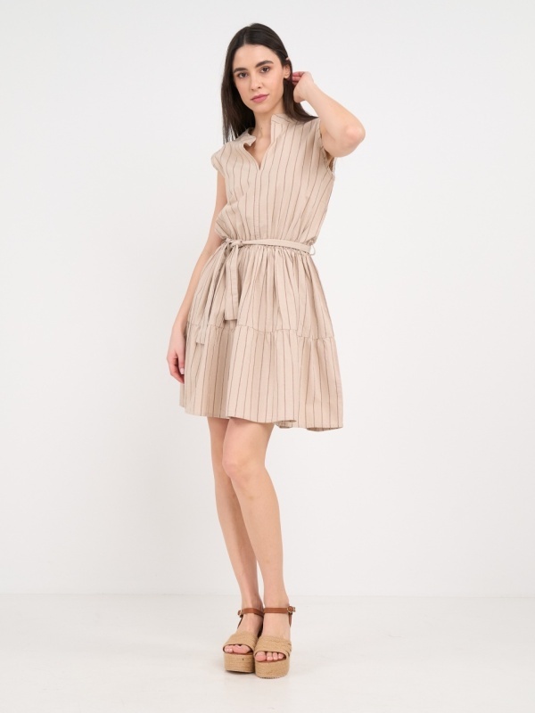 Timeout - Rochie dama de culoare uniforma cu dungi - Img 5