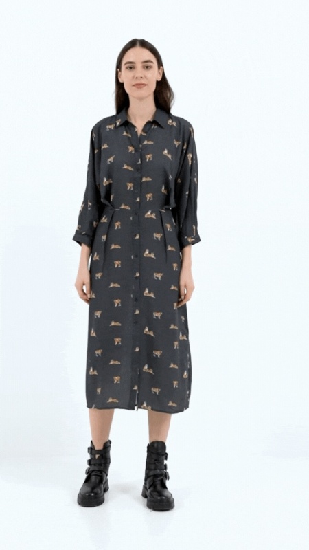 Timeout - Rochie dama tip camasa cu model - Img 9