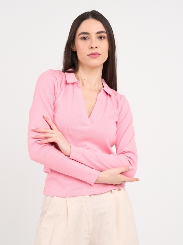 Timeout - Tricou dama cu maneca lunga de culoare uniforma - Img 7