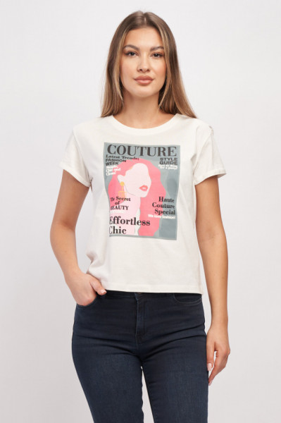 Timeout - Tricou dama cu maneca scurta si imagine cu tema coperta de revista