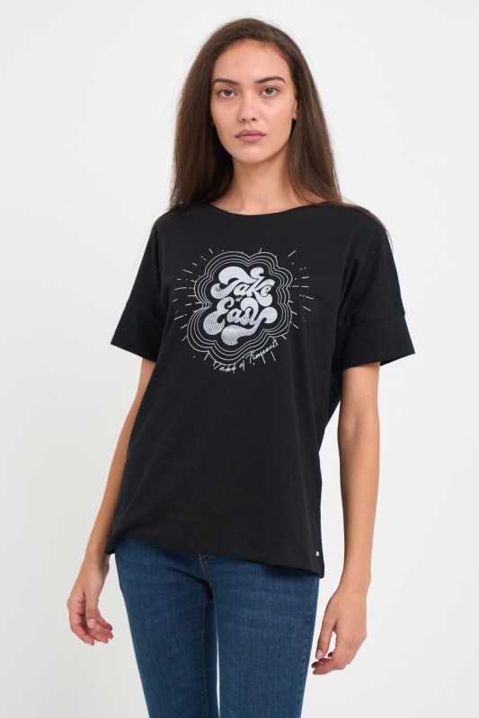 Timeout - Tricou dama cu maneca scurta si imprimeu grafic