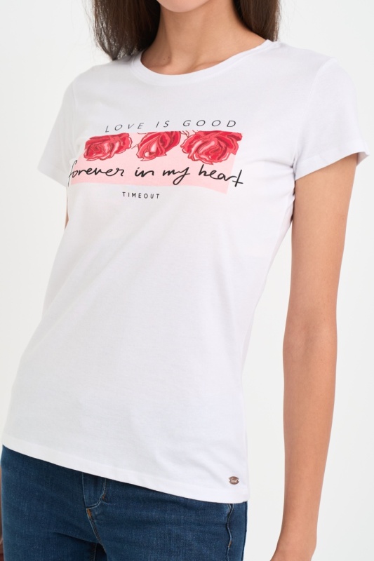 Timeout - Tricou dama maneca scurta cu imprimeu grafic floral - Img 3
