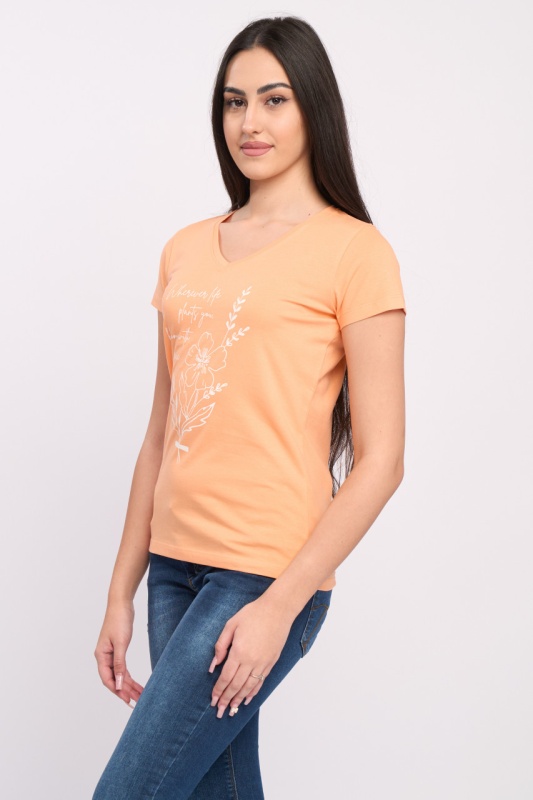 Timeout - Tricou dama maneca scurta cu imprimeu si decolteu in V - Img 4